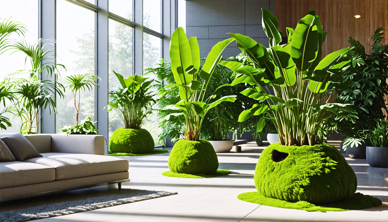 Beautiful Moss Pots Created from Lawn Waste Will Maintain Pure Air in Your Home